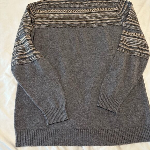 Patagonia Nordic Crew Lambswool Sweater Large Blue Beige Tan - Picture 3 of 7